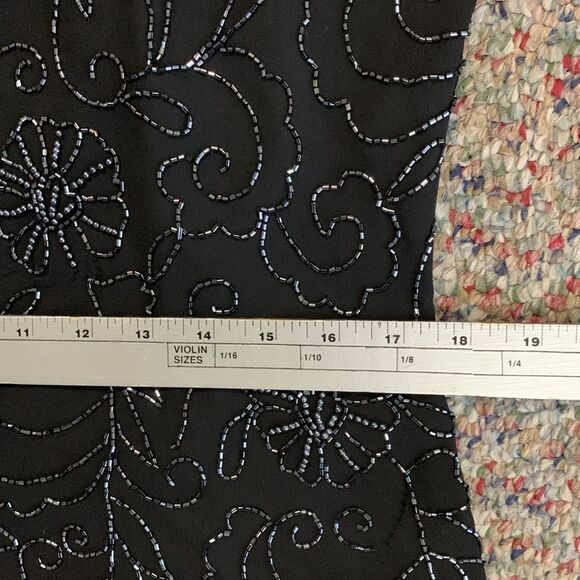 Vintage 90s JMD New York Black Floral Beaded Sleeveless Dressy Top Size L - Picture 11 of 13